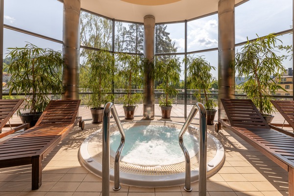 Indoor pool, open 9:00 AM to 9:00 PM, sun loungers