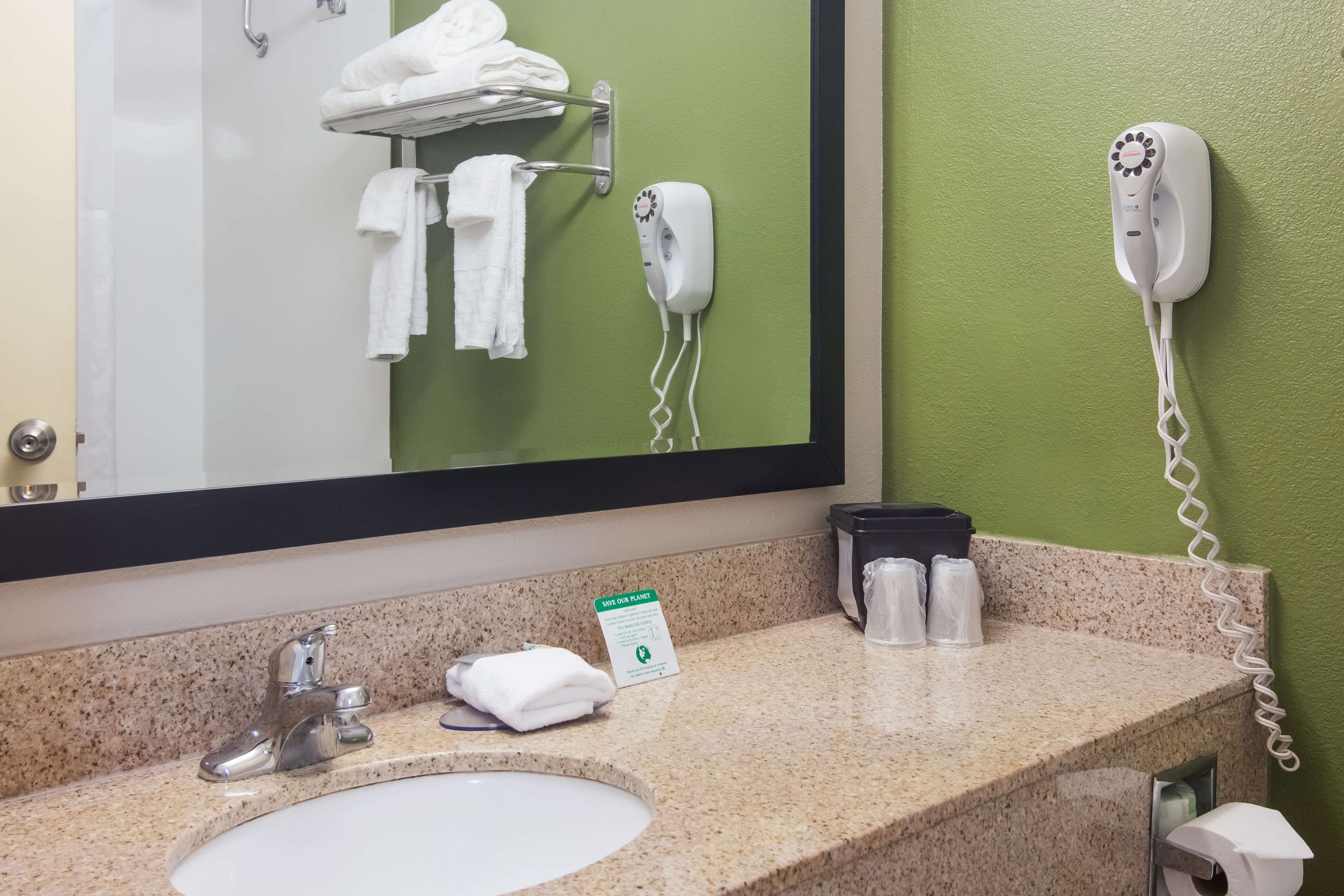 free toiletries, hair dryer, towels