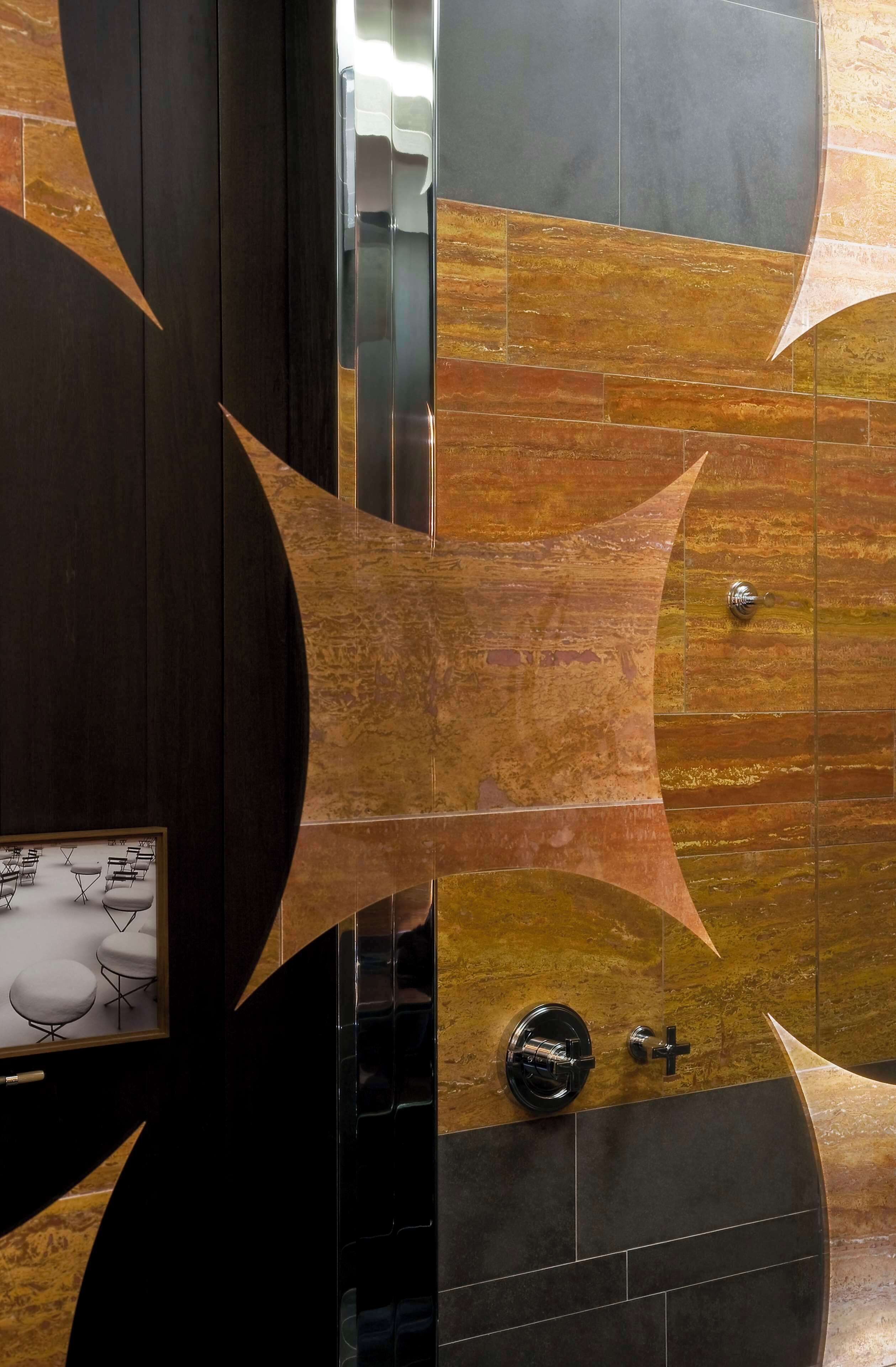 rainfall showerhead, designer toiletries, hair dryer, bathrobes