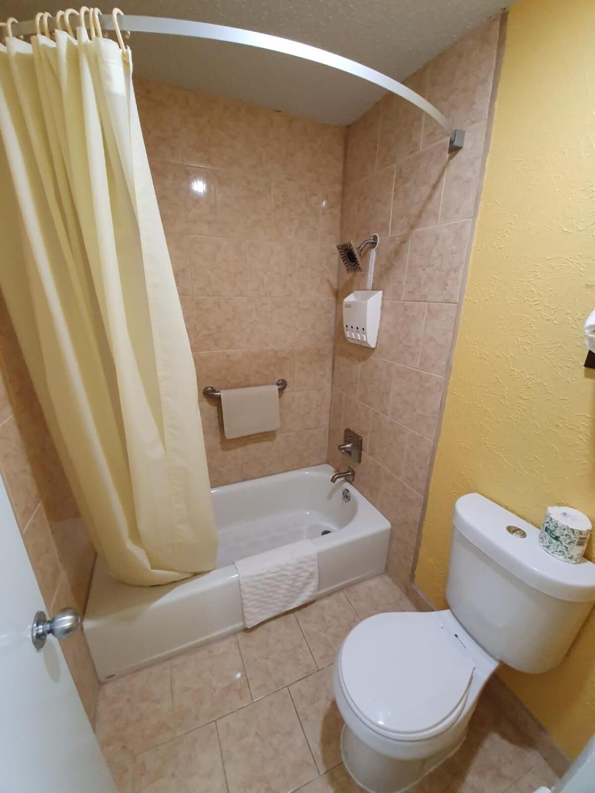 Bathtub, deep soaking tub, free toiletries, hair dryer