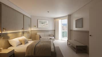 1 dormitorio, minibar, caja fuerte y escritorio