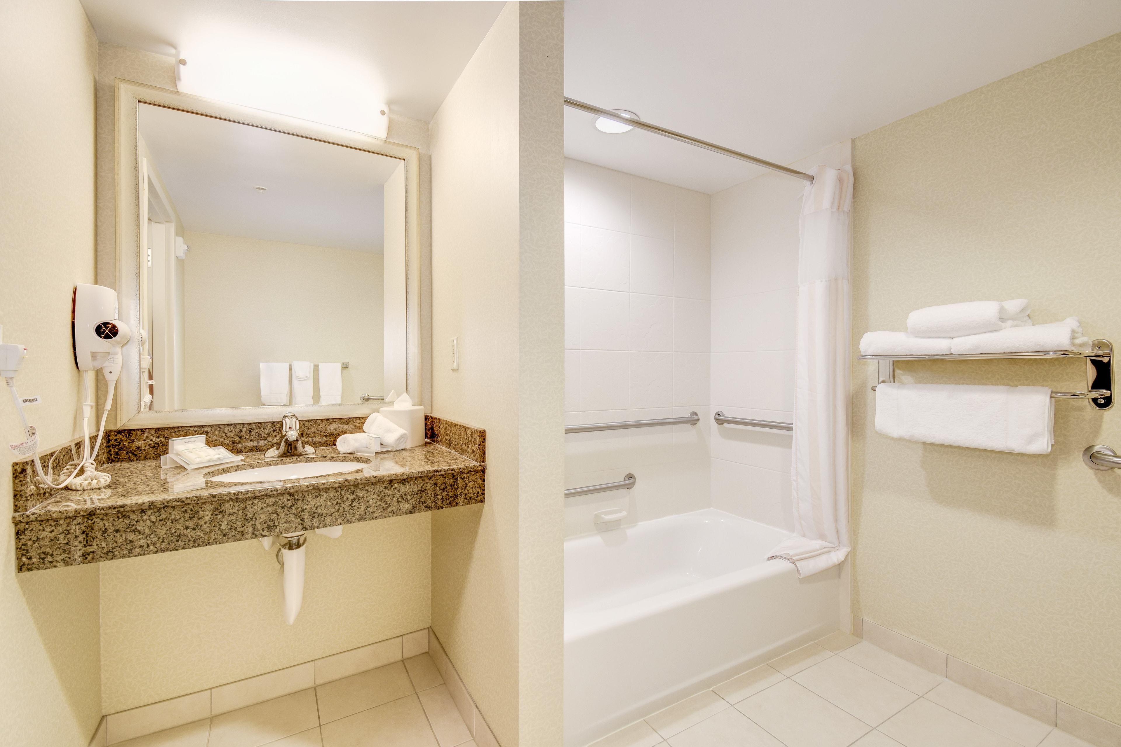 free toiletries, hair dryer, towels, soap