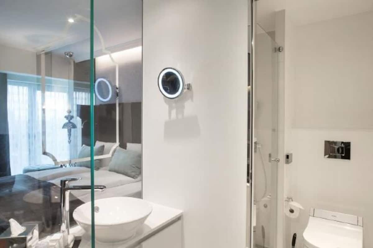 Bathroom | Hair dryer, heated floors, towels, soap
