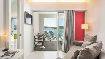 32-inch flat-screen TV with satellite channels, TV