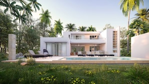 Outdoor pool, pool loungers