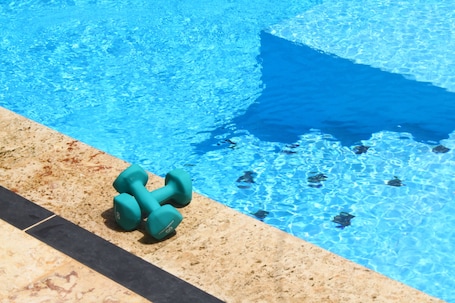 Outdoor pool, sun loungers