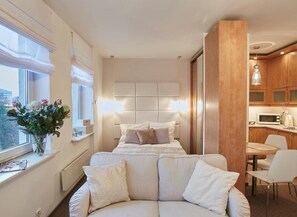 Apartemen Deluks, 1 Tempat Tidur Double dengan tempat tidur Sofa | Meja kerja dan Wi-Fi gratis