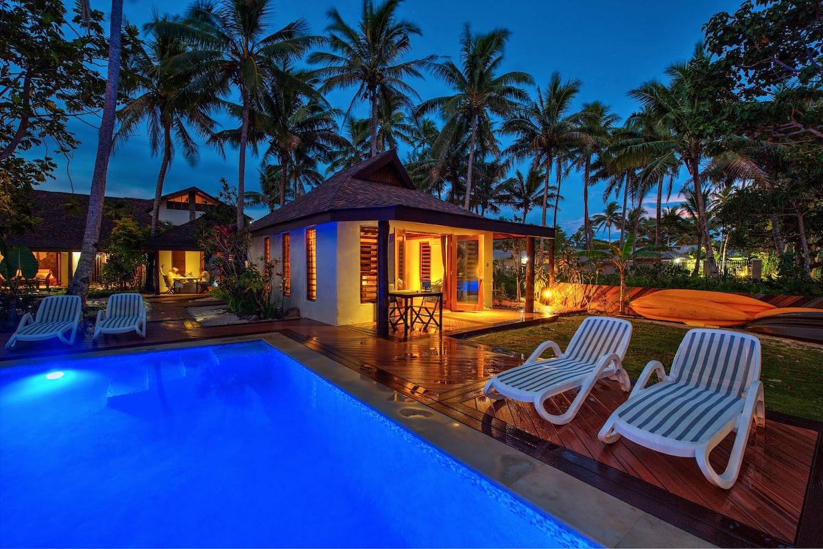 Biệt thự (Beachfront Honeymooner) | Bộ trải giường bằng vải cotton Ai Cập, bộ đồ giường cao cấp 