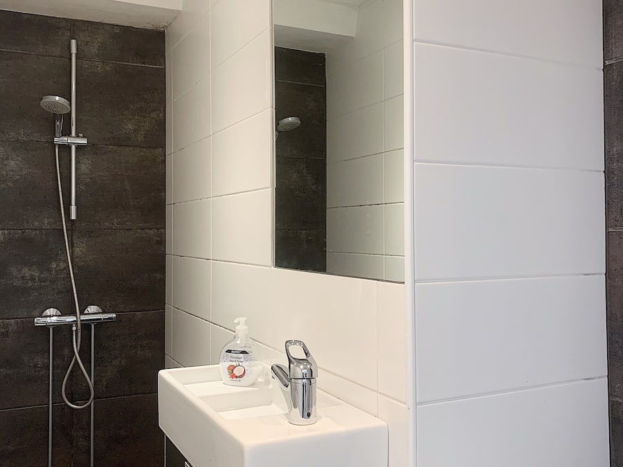 Standaard kamer, 1 twee- of 2 eenpersoonsbedden | Badkamer | Een douche, een haardroger, handdoeken