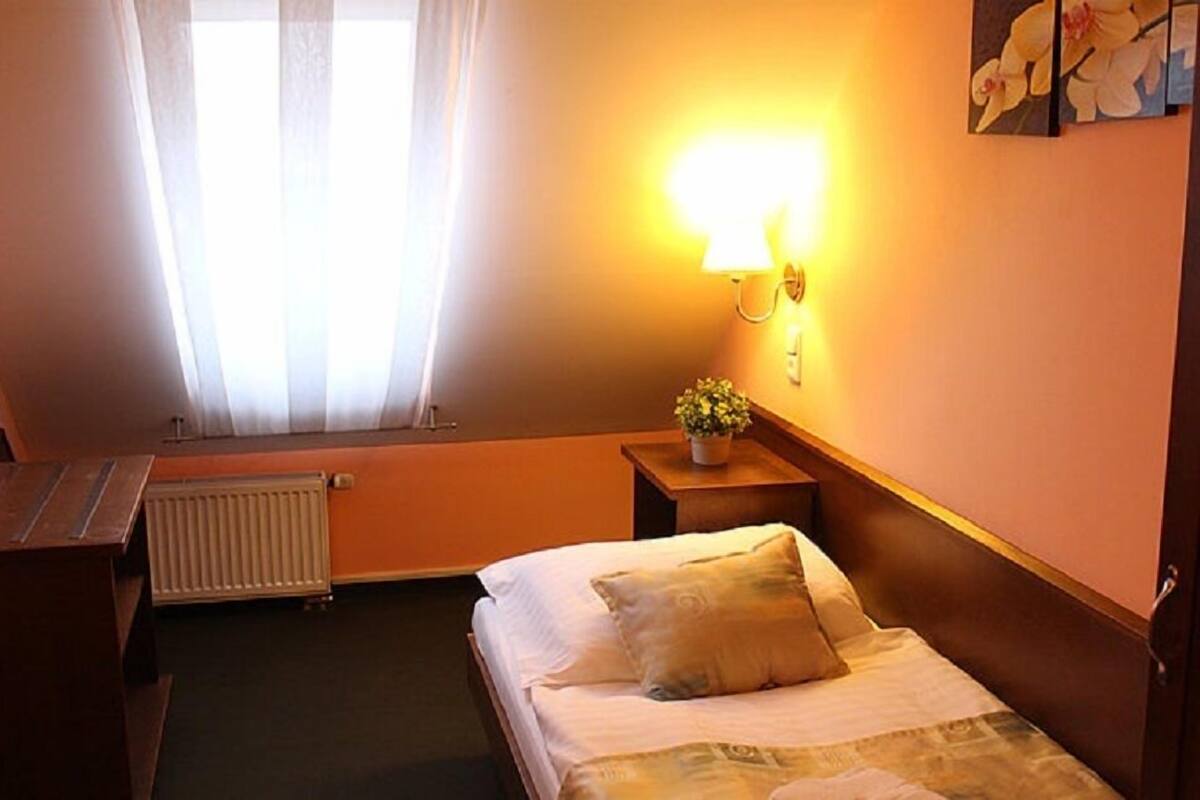 Eenpersoonskamer | Een minibar, een kluis op de kamer, een bureau