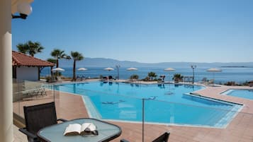 Outdoor pool, pool umbrellas