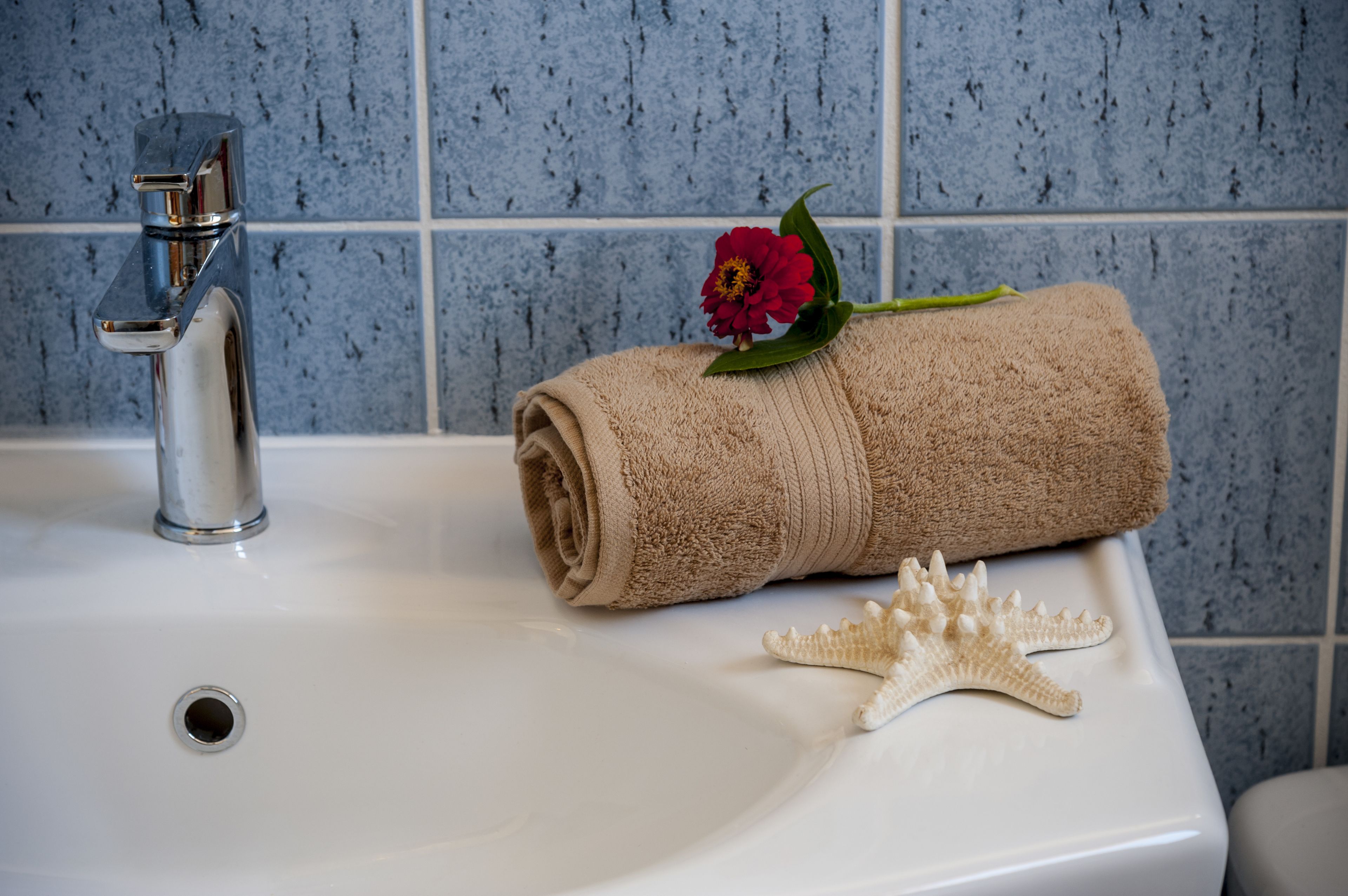 apartment, sea view | bathroom | hair dryer, shampoo