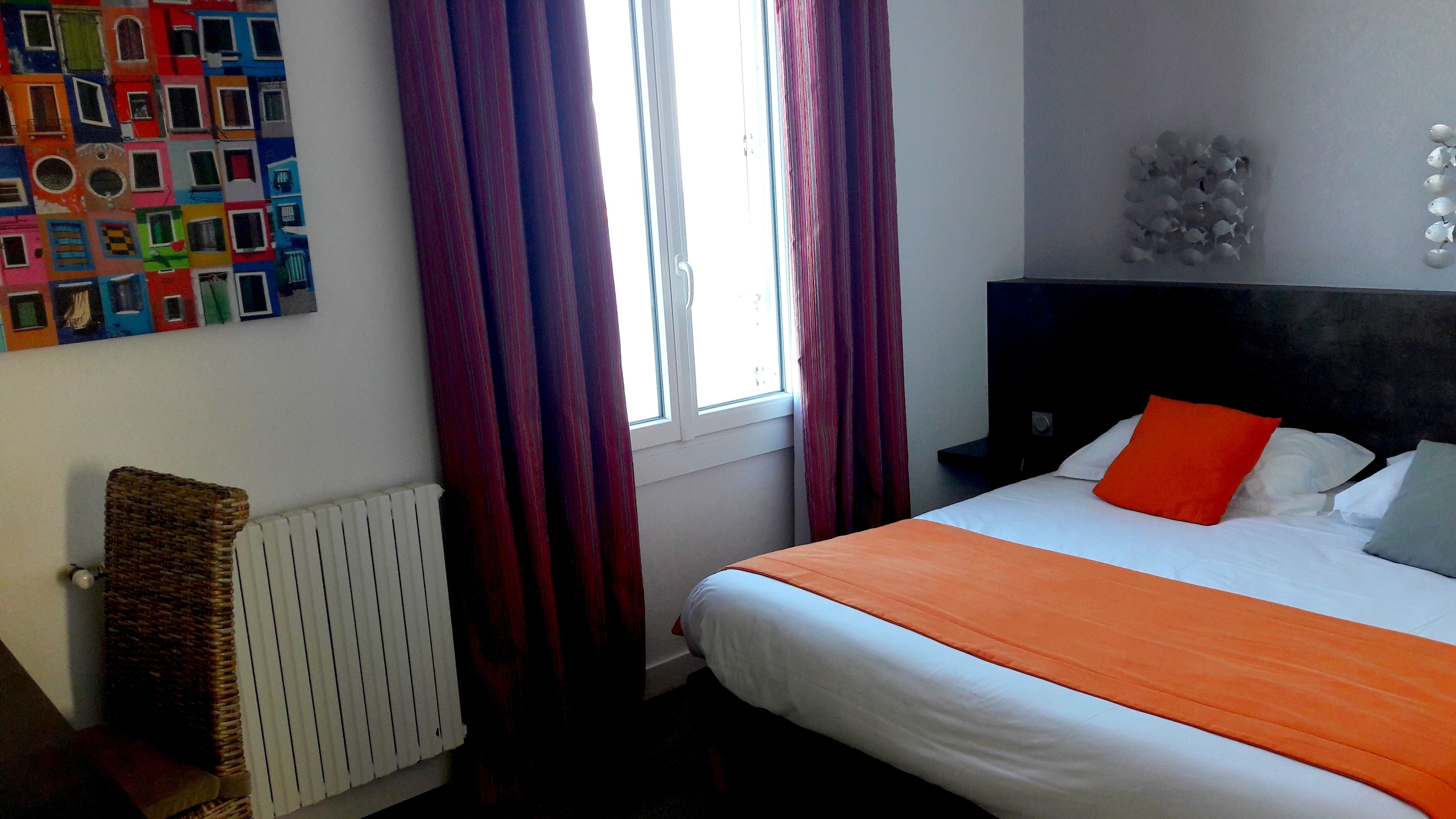 desk, blackout curtains, free wifi