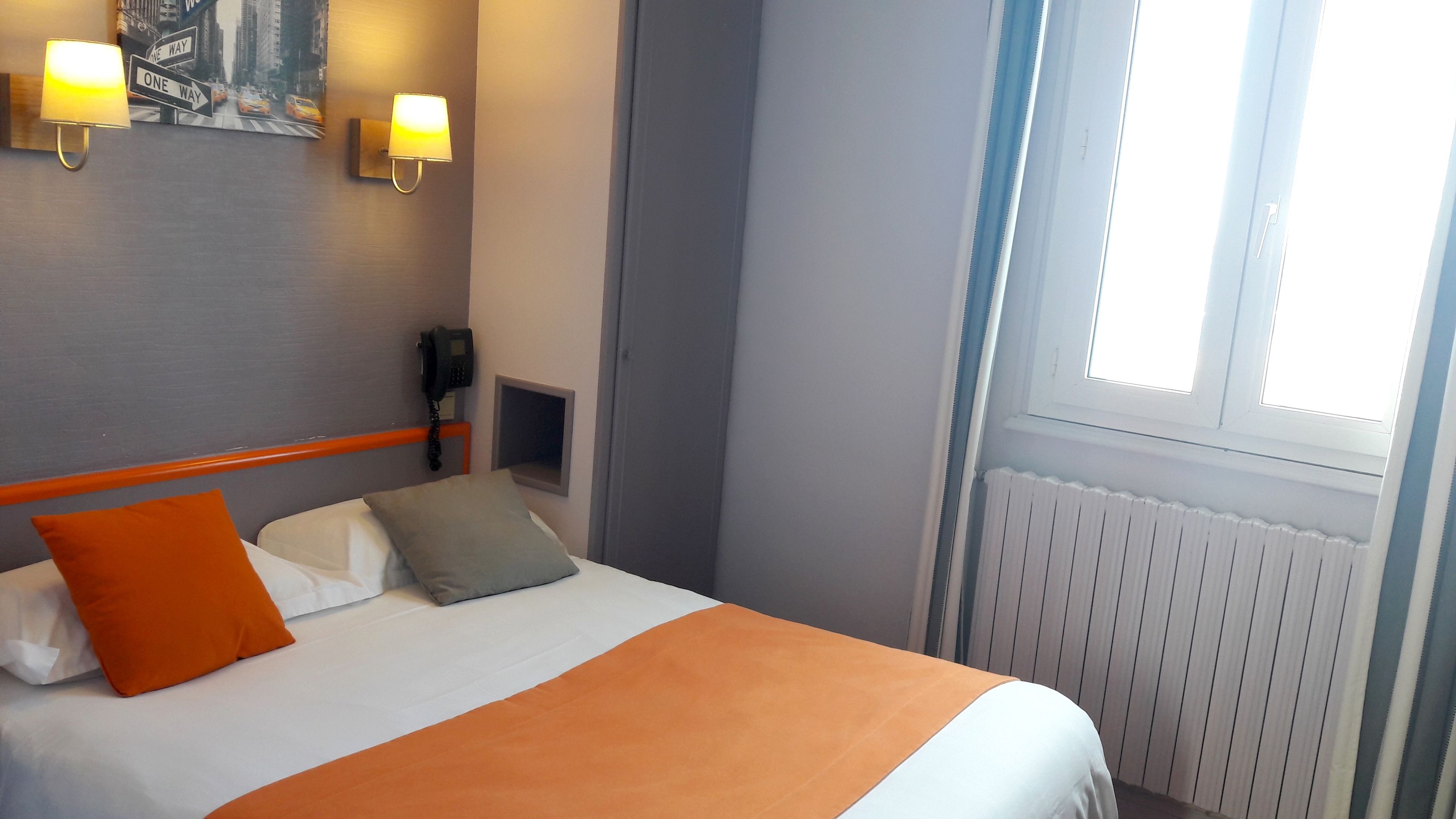 desk, blackout curtains, free wifi