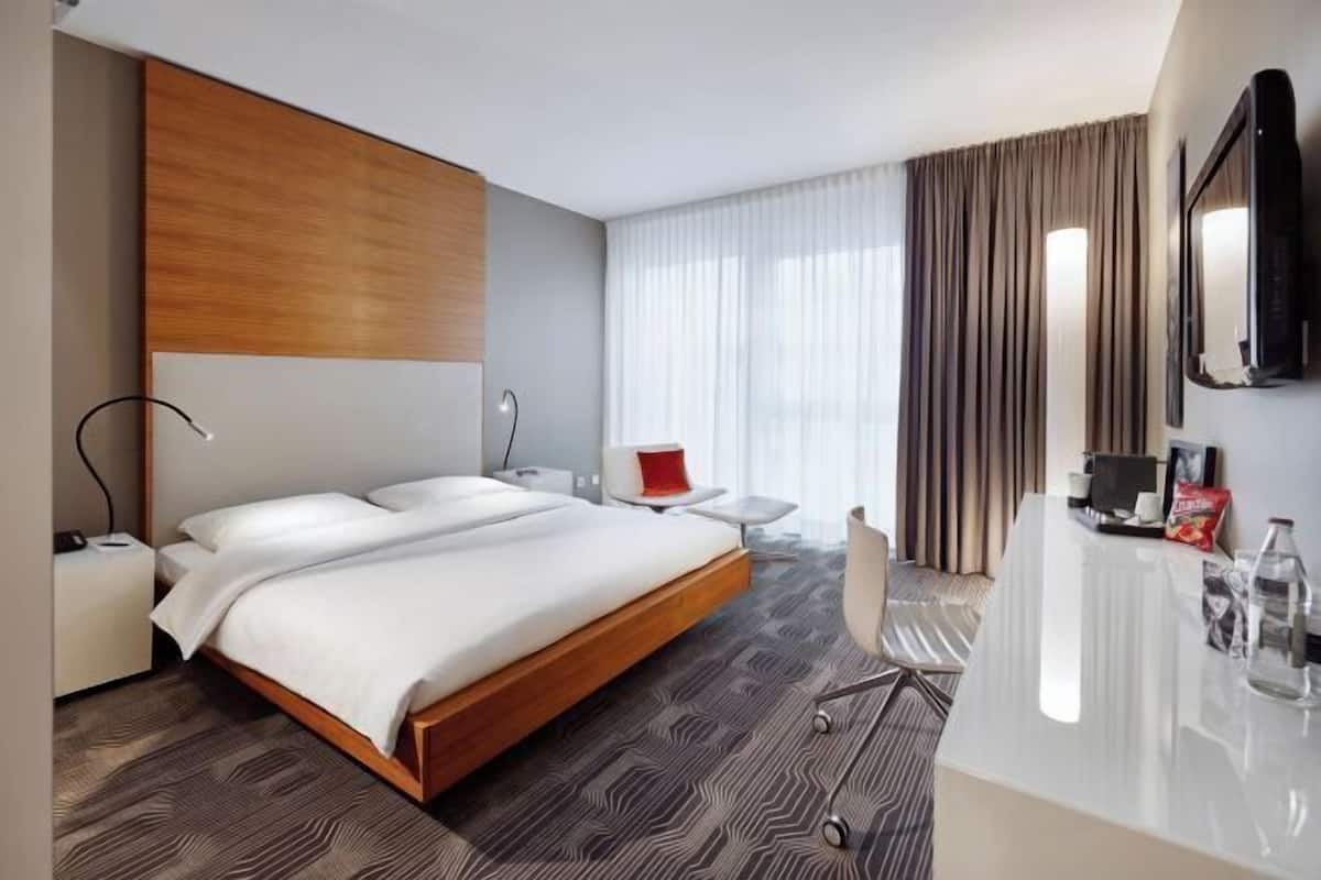 Premium bedding, desk, blackout curtains, soundproofing