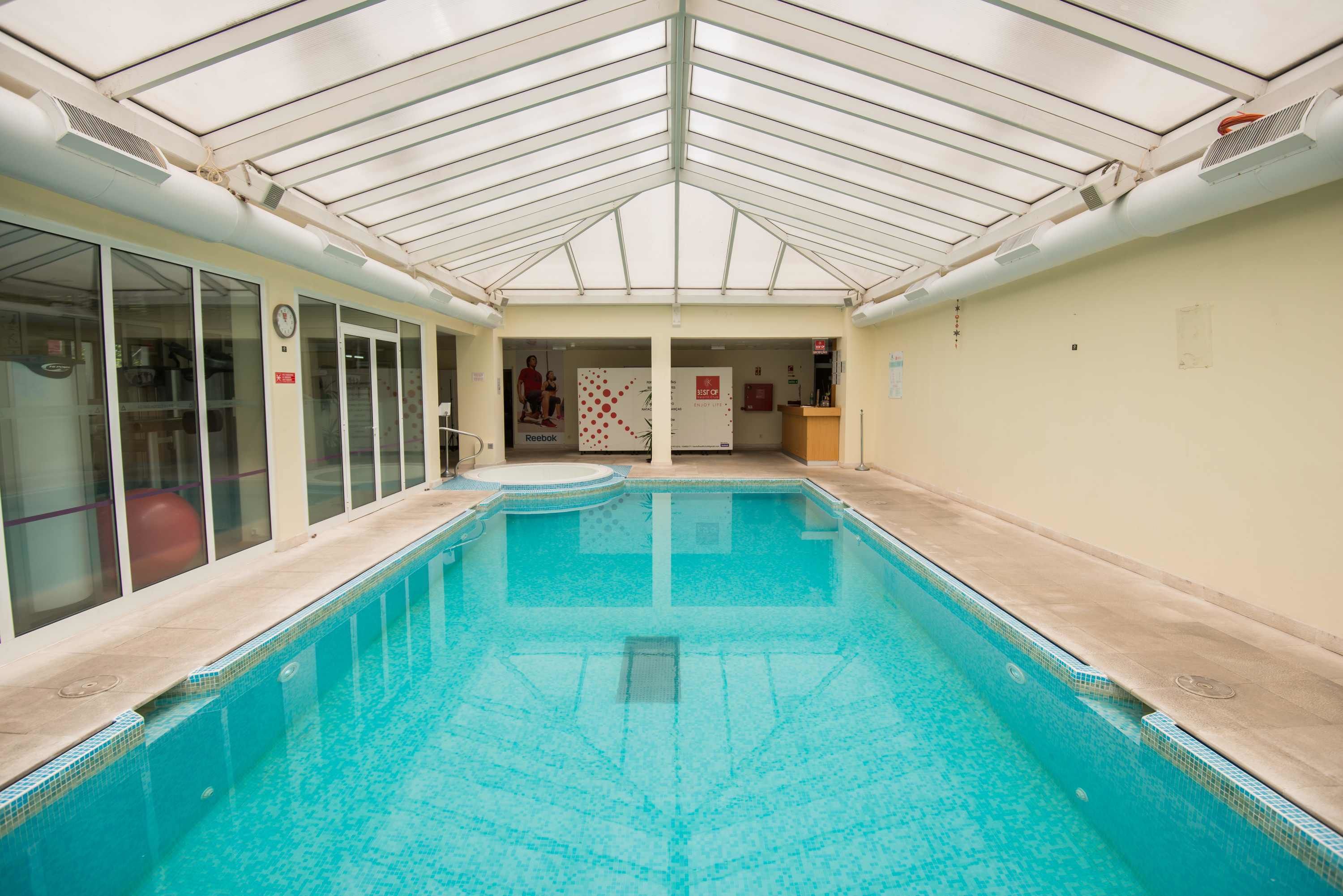 indoor pool, pool loungers
