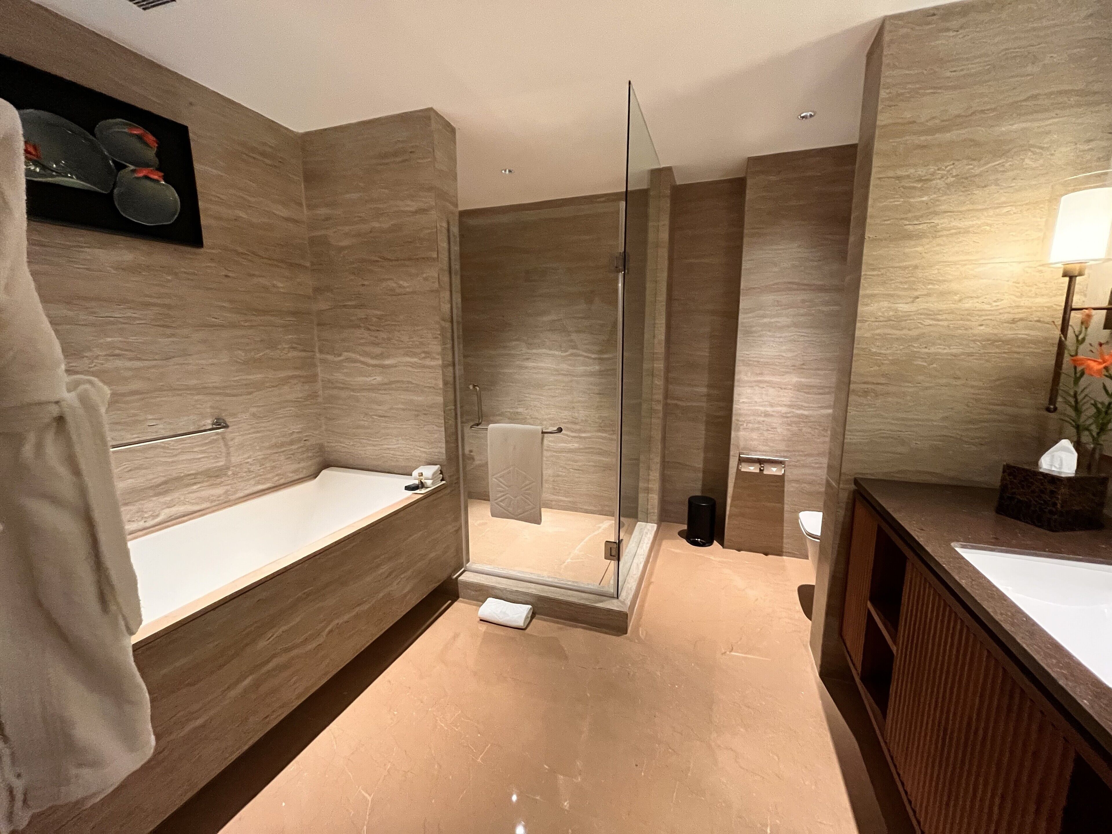 free toiletries, hair dryer, slippers, bidet