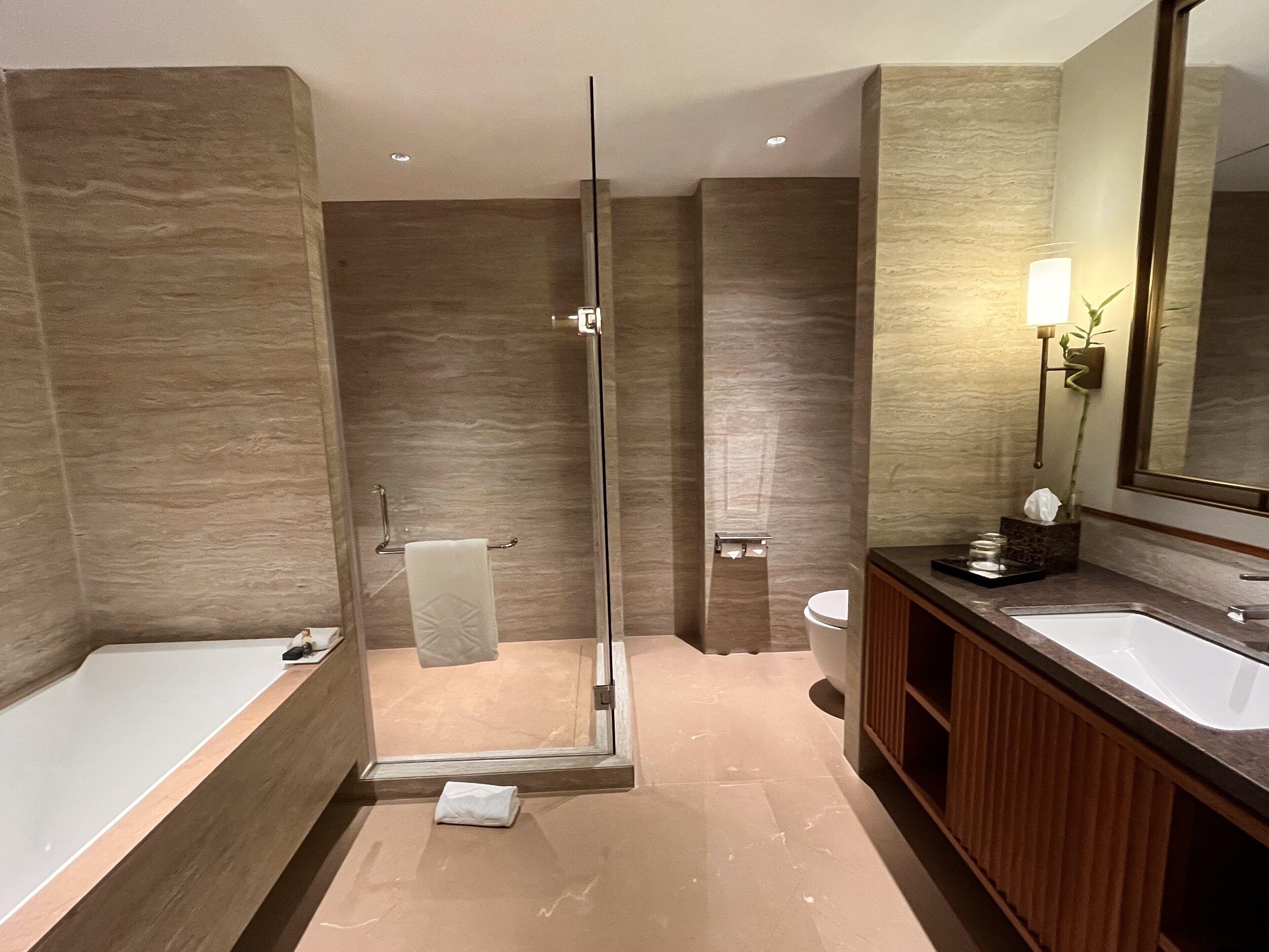 deluxe suite | bathroom | free toiletries, hair dryer, slippers, bidet