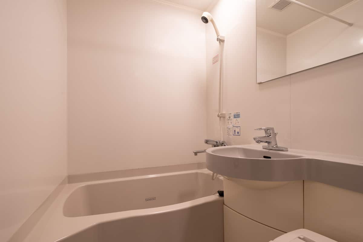 combined shower/bathtub, deep-soaking bathtub, free toiletries