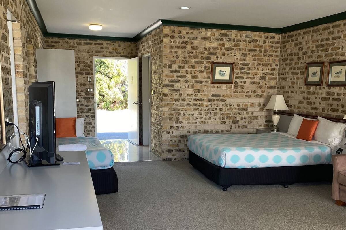 Desk, blackout drapes, iron/ironing board, WiFi