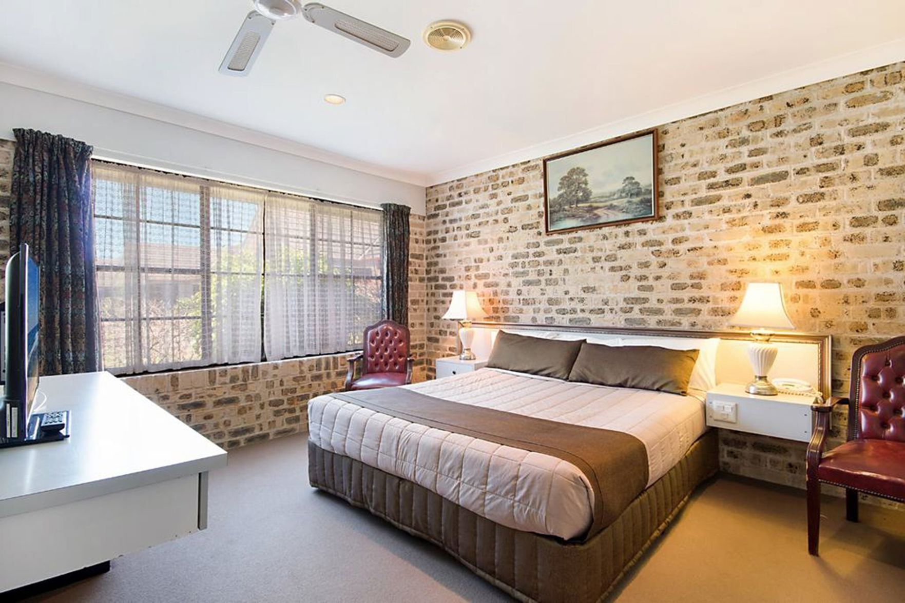 Desk, blackout drapes, iron/ironing board, WiFi