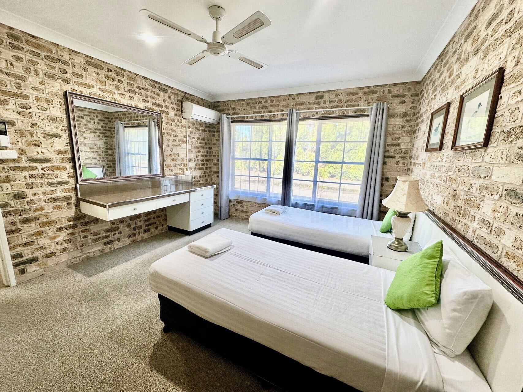 standard 2 bedroom family room | 1 bedroom, desk, blackout curtains, iron/ironing board