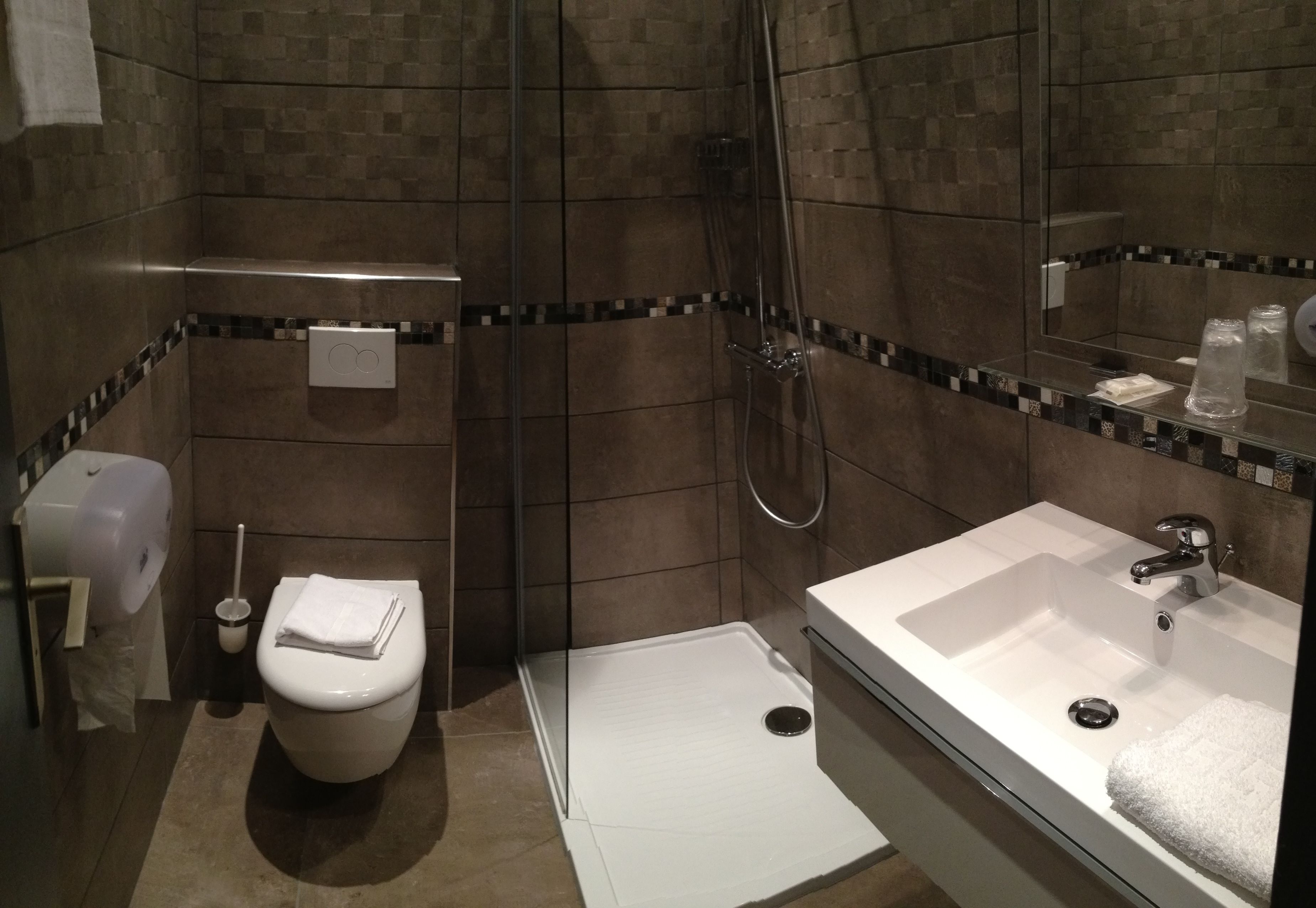 single room | bathroom | shower, rainfall showerhead, free toiletries, hair dryer