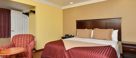 Room, 1 King Bed, Non Smoking, Kitchenette | Desk, iron/ironing board, free WiFi, bed sheets