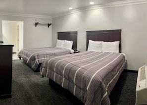Room, 2 Double Beds, Non Smoking | Desk, iron/ironing board, free WiFi, bed sheets