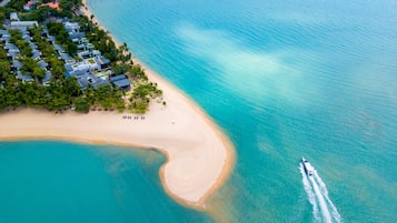 On the beach, free beach cabanas, sun-loungers, beach umbrellas