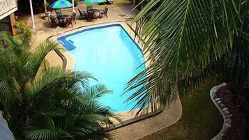 Outdoor pool, sun loungers