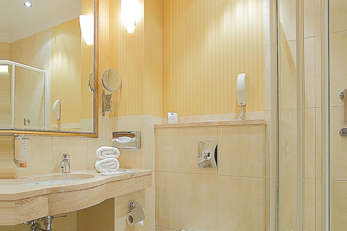 shower, free toiletries, hair dryer, slippers