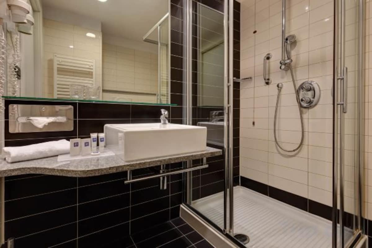 Free toiletries, hair dryer, slippers, towels