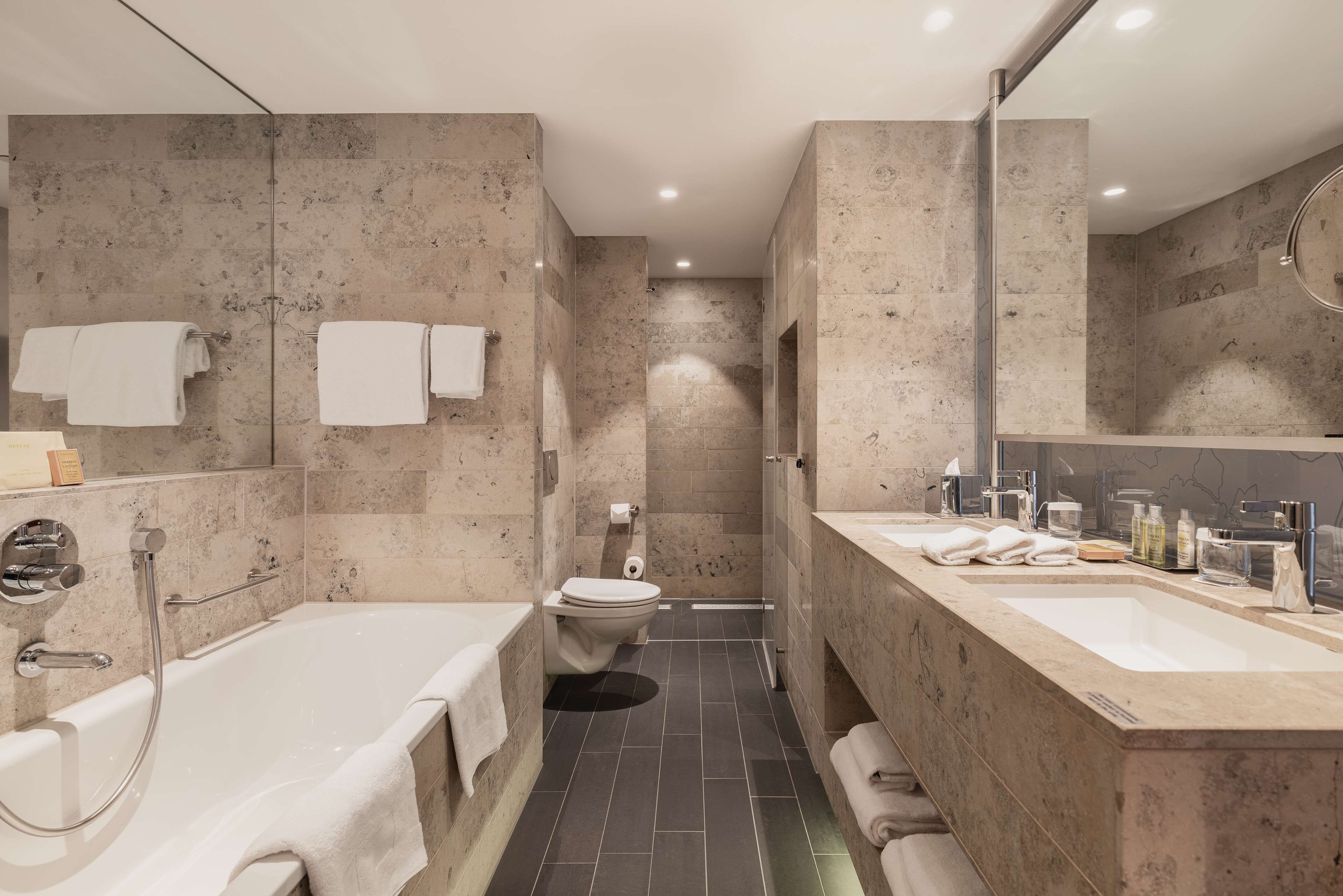 suite, 1 bedroom, club lounge access | bathroom | separate bathtub and shower, designer toiletries, hair dryer, bathrobes