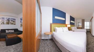 Premium bedding, down comforters, pillowtop beds, desk
