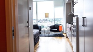 Studio Small Top Floor | Laptop workspace, blackout drapes, iron/ironing board, WiFi (free) - Sky Hotel Apartments Tornet (Linkoping)