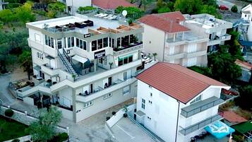 LCD TV, DVD player, iPod dock, first-run films