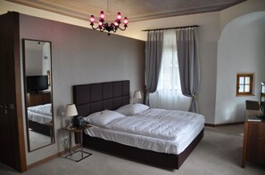 Memory-foam beds, minibar, in-room safe, desk