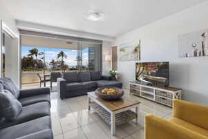 	 3 Bedroom Ocean View  Apartment | Living area | Flat-screen TV, DVD player, table tennis