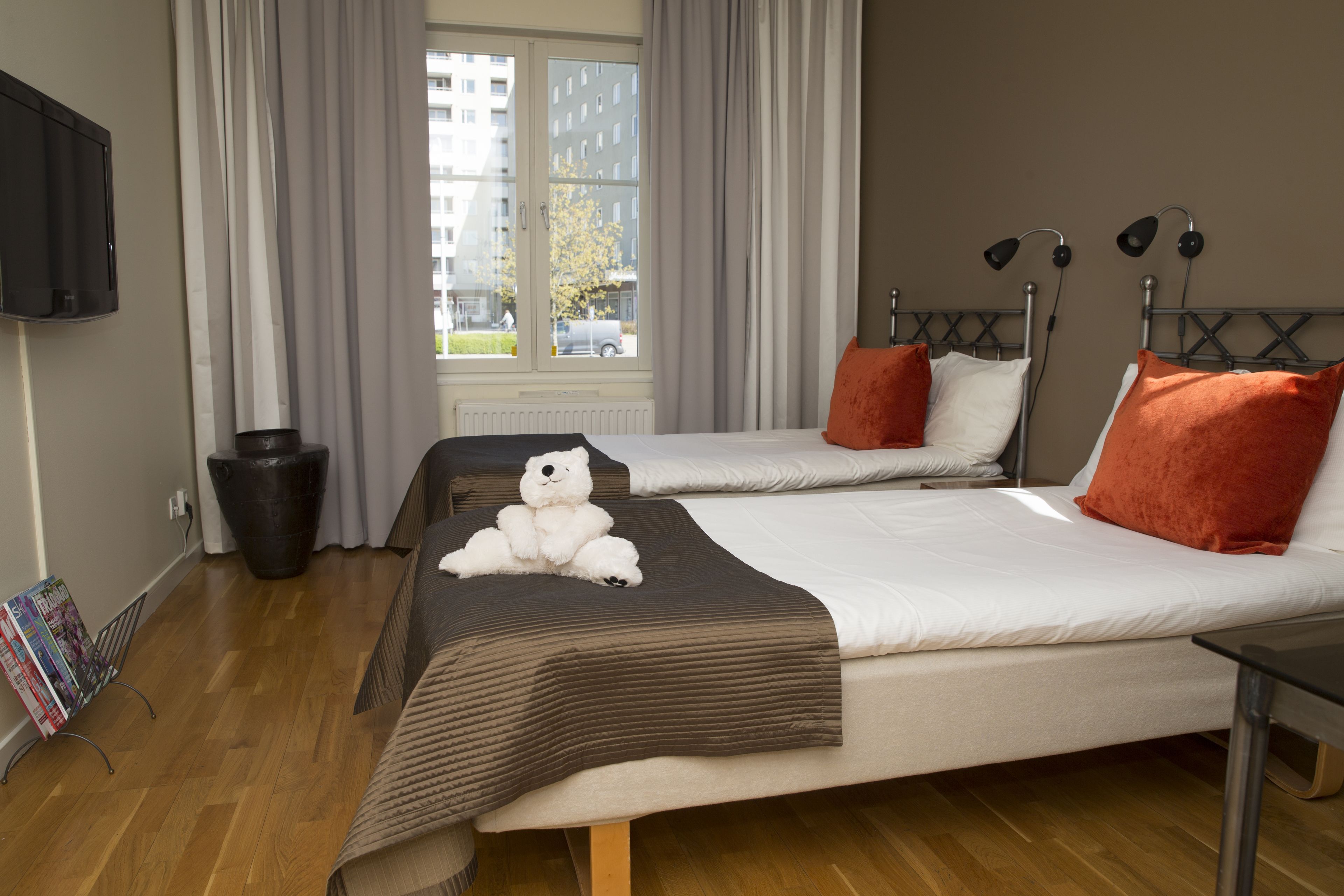 twin room | pillow-top beds, desk, blackout curtains, rollaway beds