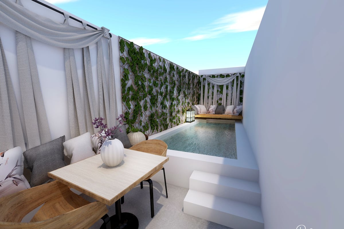 Suite Junior, hot tub | Seprai premium, brankas, meja kerja, dan Wi-Fi gratis