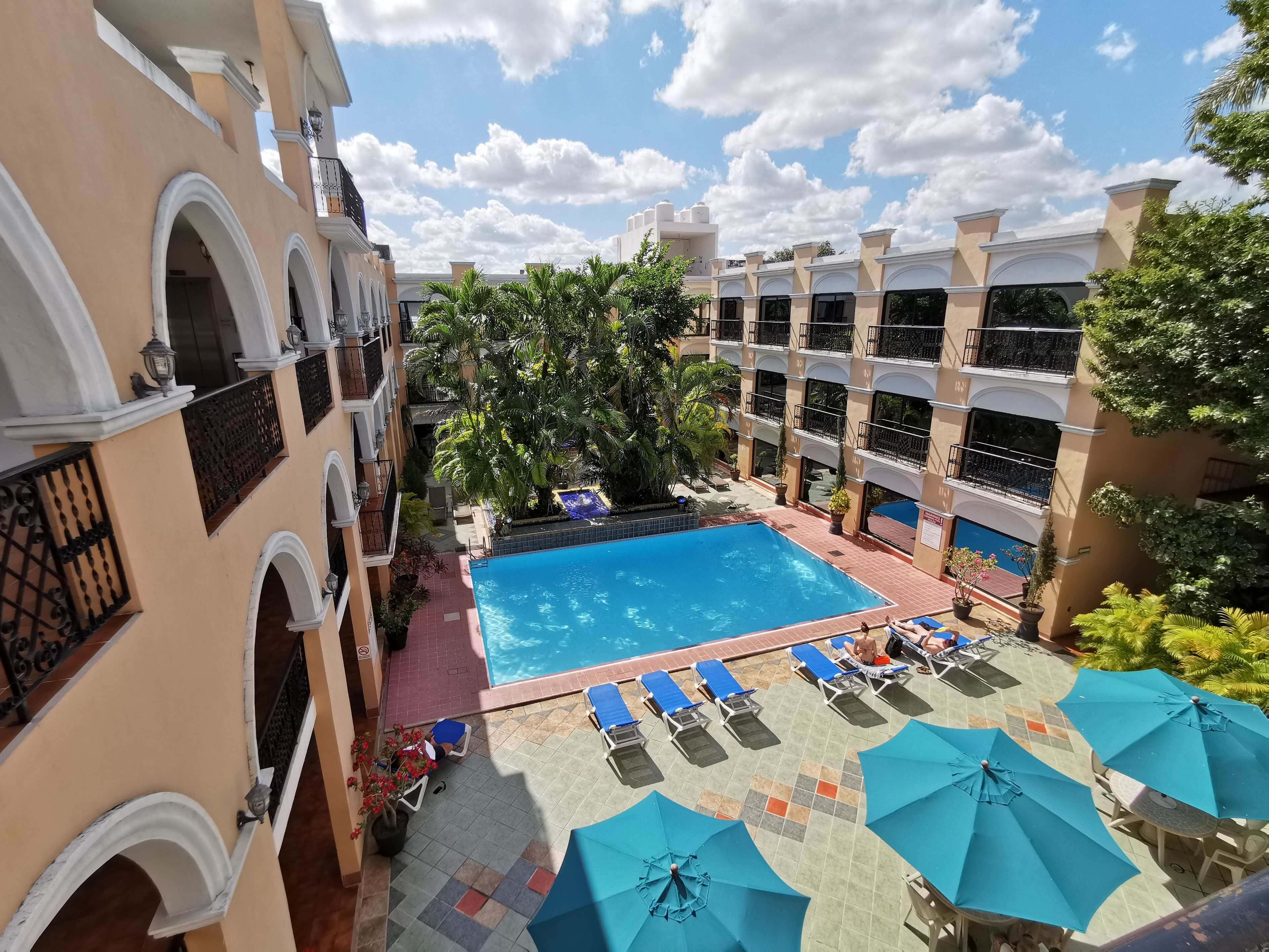 Outdoor pool, sun loungers