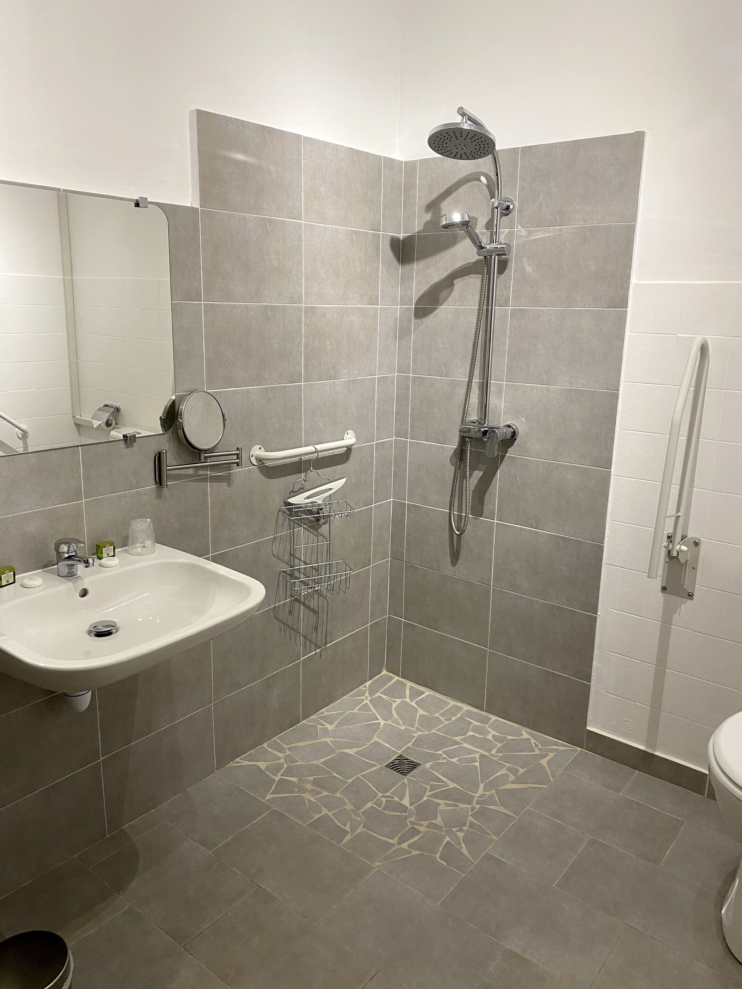 free toiletries, hair dryer, towels