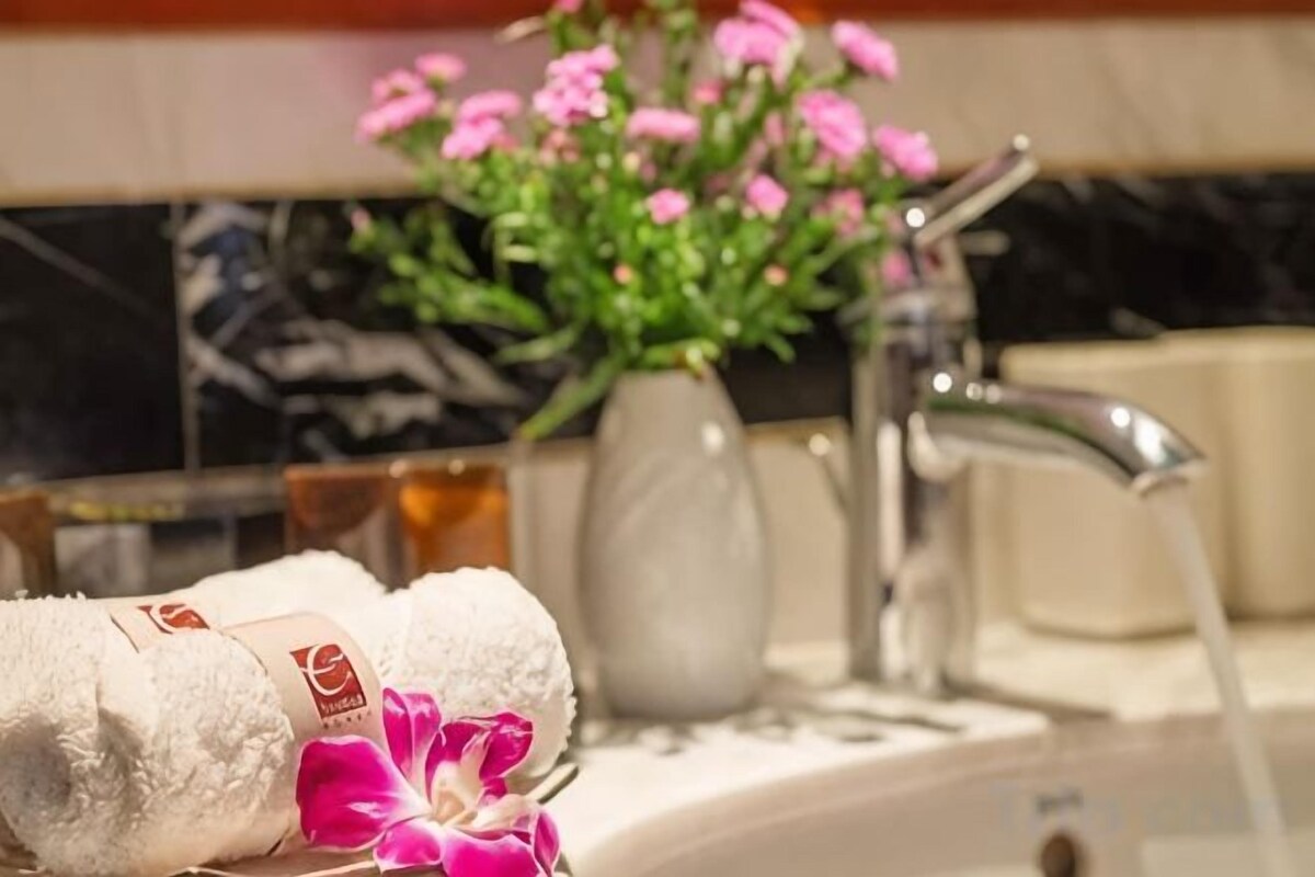 Bathroom | Bathtub, designer toiletries, hair dryer, bathrobes