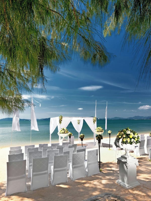 On the beach, sun loungers, beach umbrellas, beach towels