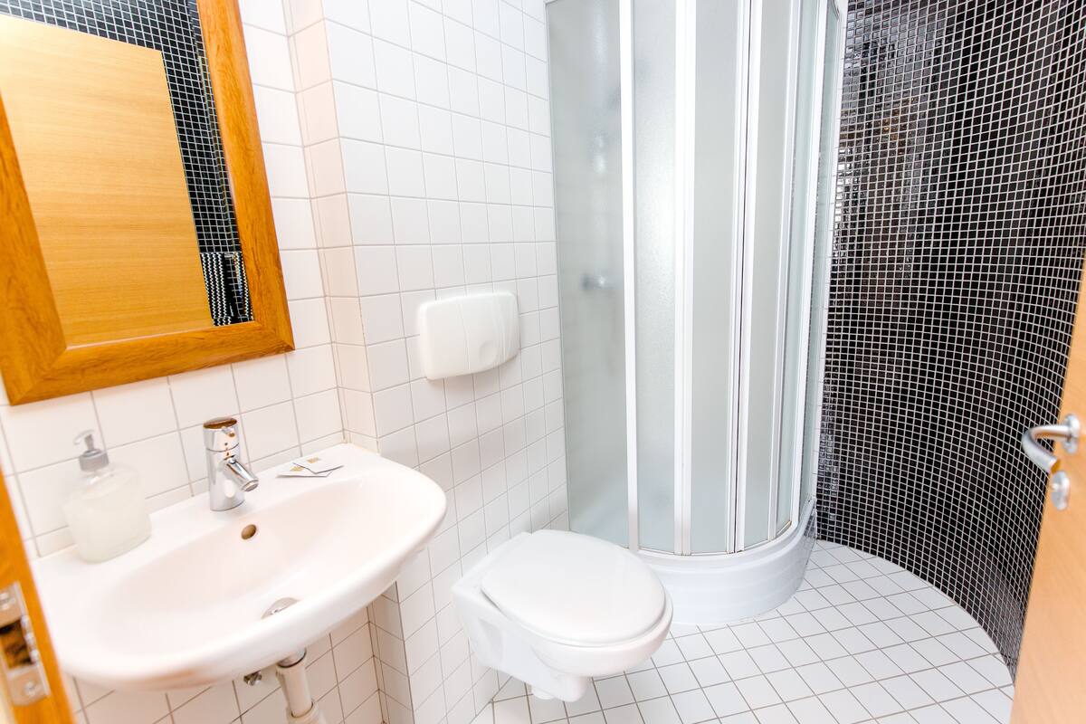 shower, eco-friendly toiletries, hair dryer, towels