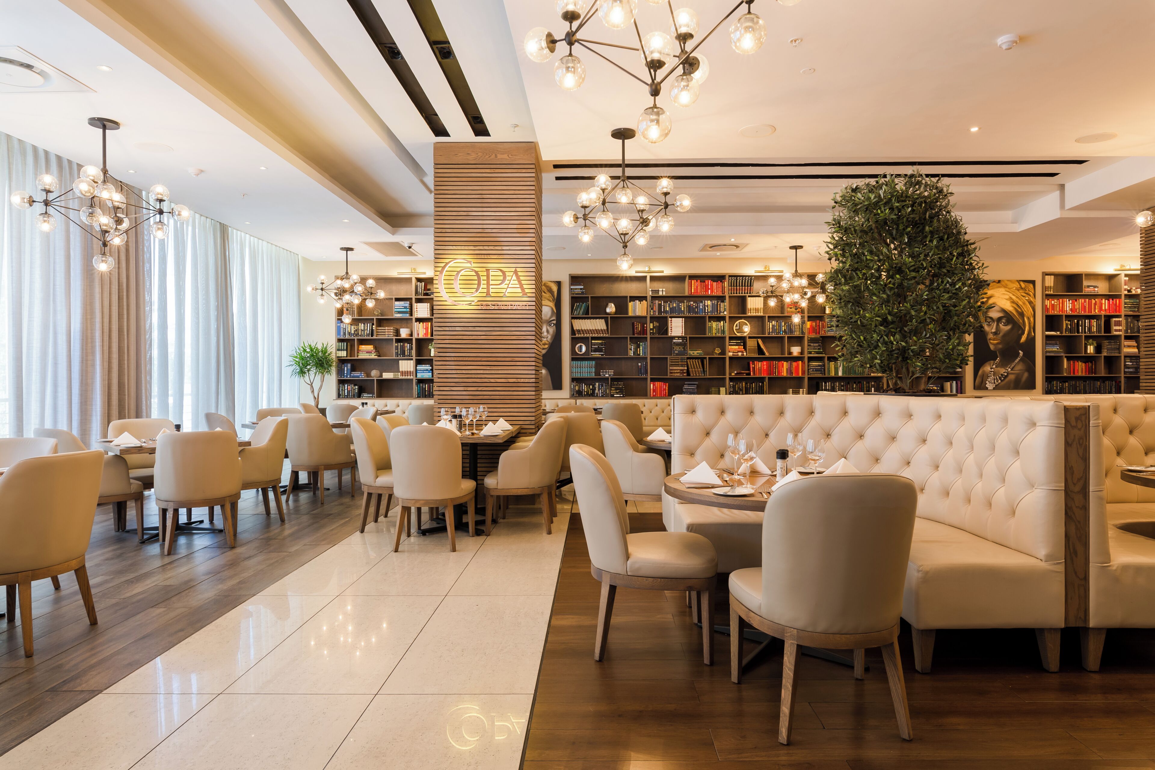 breakfast and dinner served, international cuisine