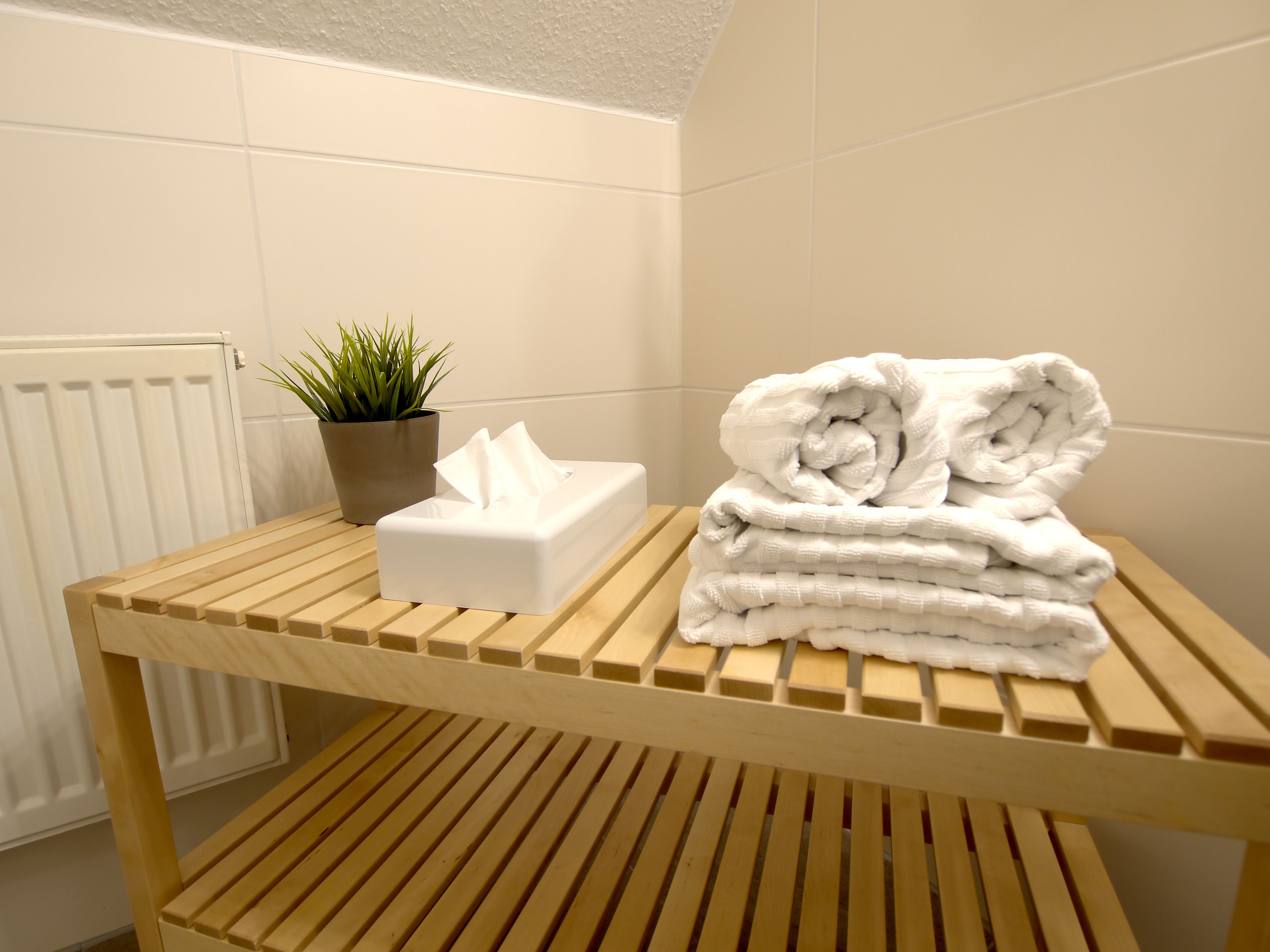 standard double room | bathroom | shower, free toiletries, hair dryer, towels