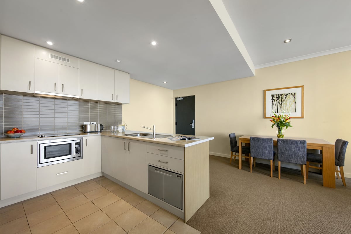 fridge, microwave, coffee/tea maker, electric kettle