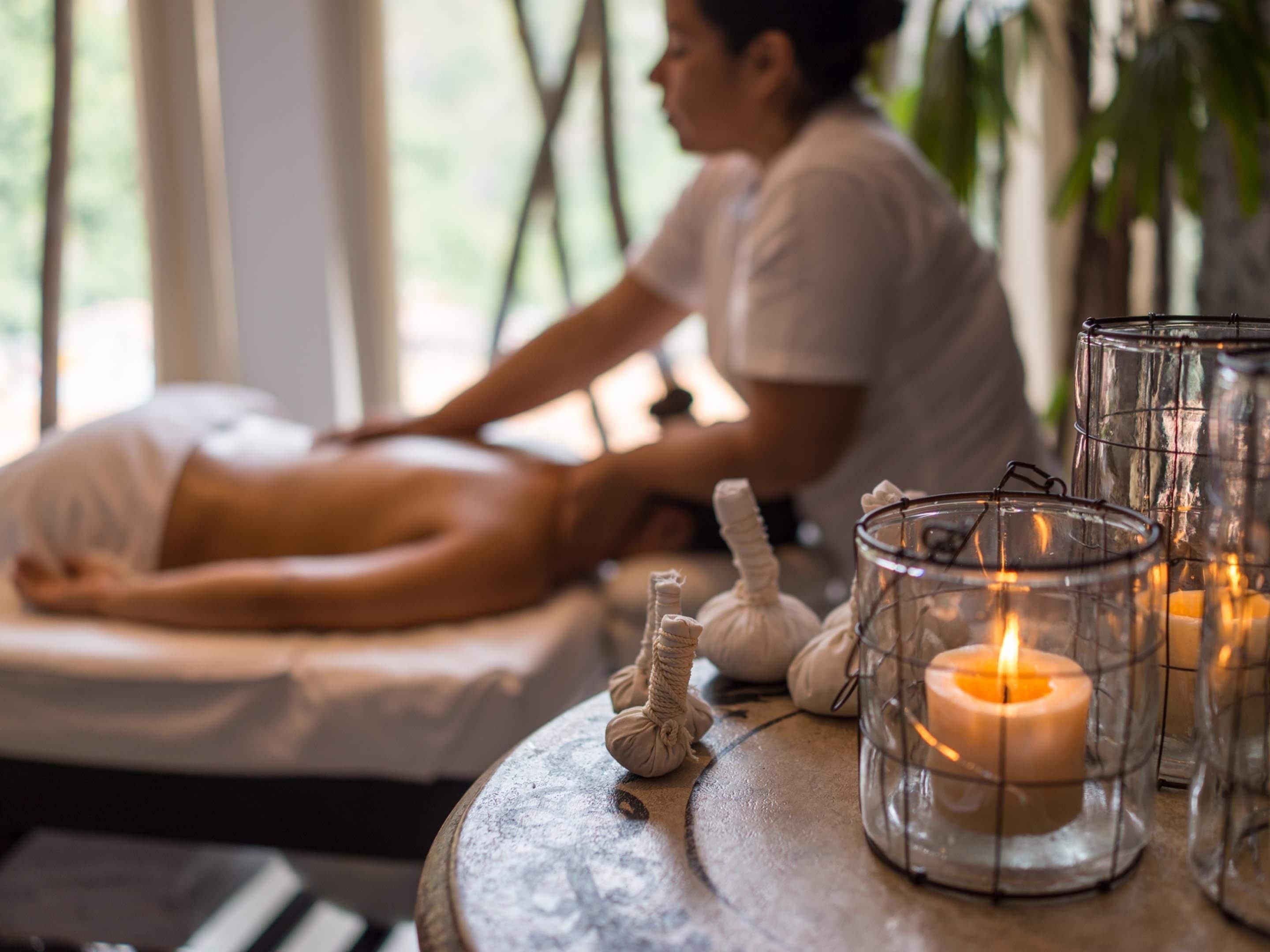 sauna, hot tub, deep-tissue massages